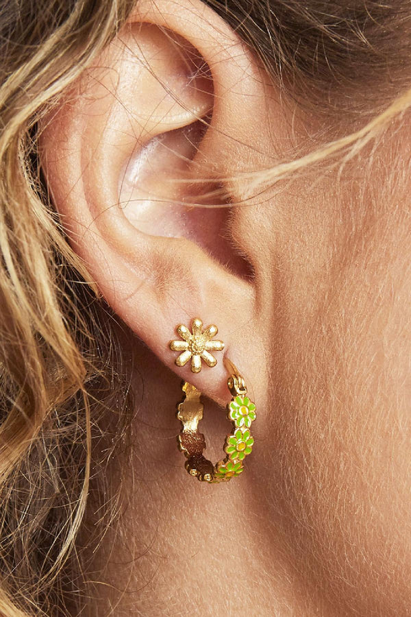 Shiny Diasy Stainless Steel Earrings