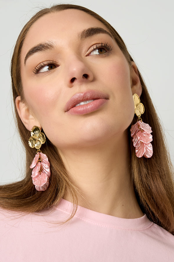 Flower earrings with mother of pearl
