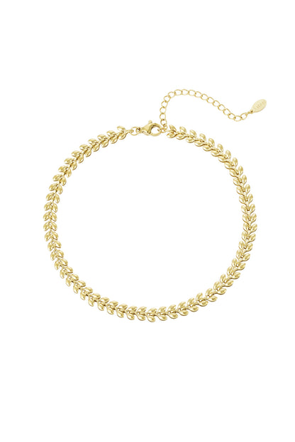 Anklet leafs Gold Color Stainless Steel