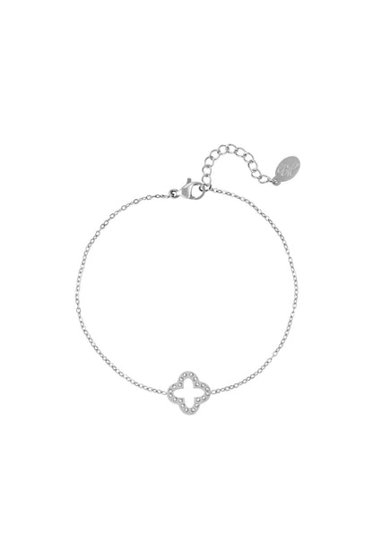 Bracelet clover with zircon stones Gold Color Stainless Steel