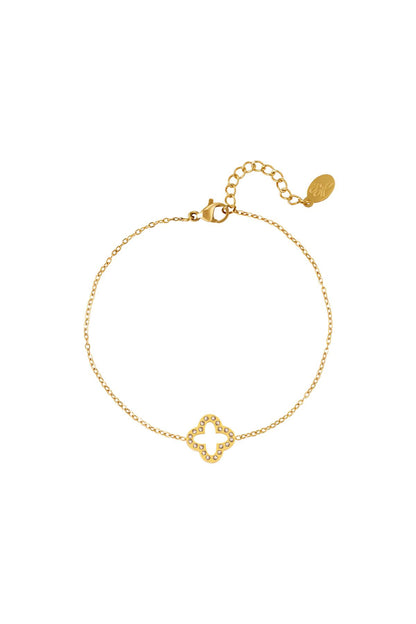 Bracelet clover with zircon stones Gold Color Stainless Steel