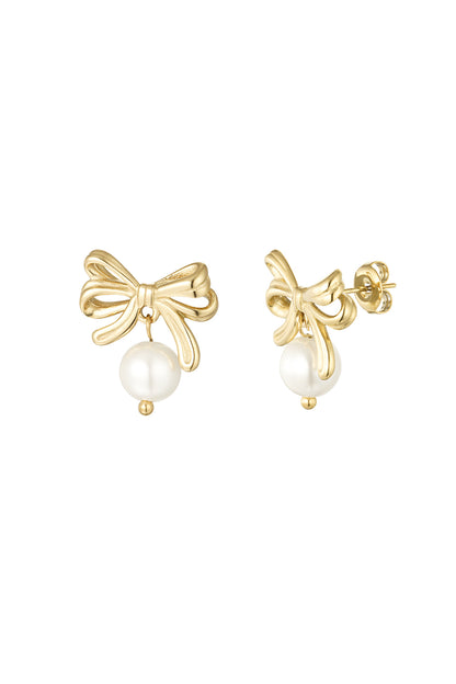 bow earrings with pearl