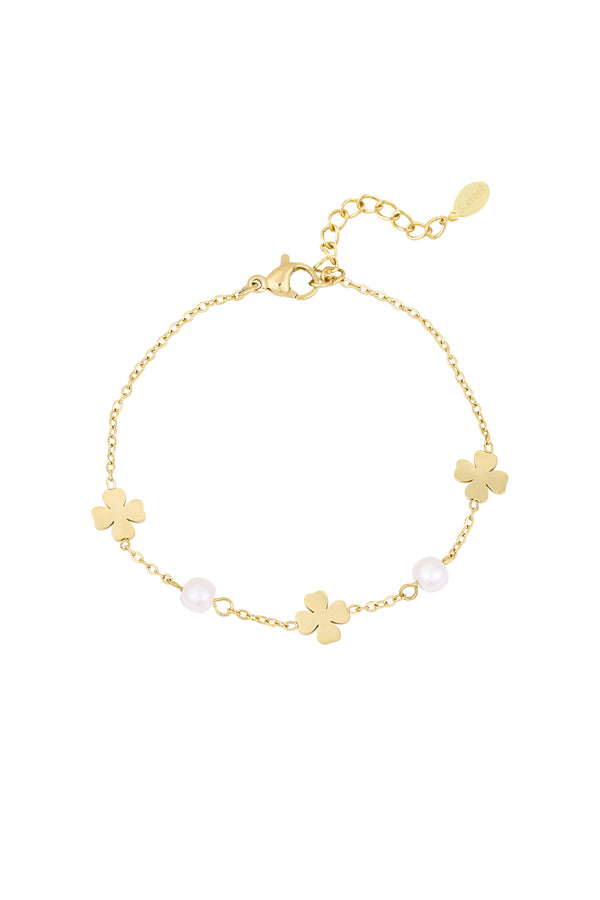 Golden Pearl Clover Bracelet
