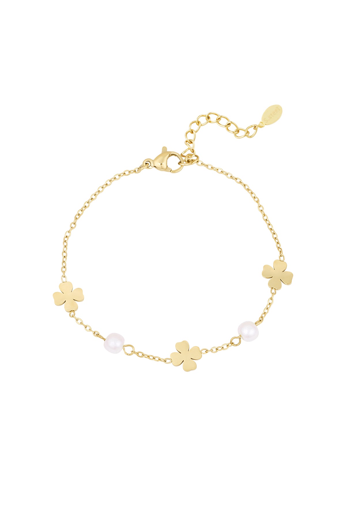 Golden Pearl Clover Bracelet