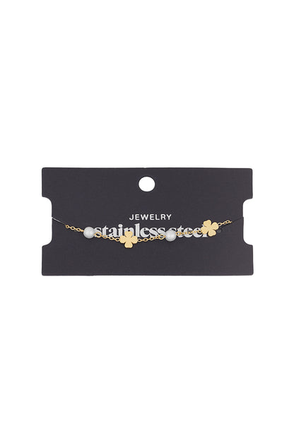 Golden Pearl Clover Bracelet