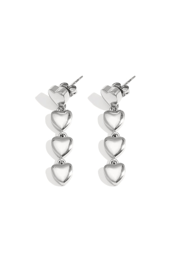 Row of heart earrings