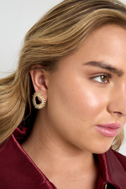 Copper Stud Earrings Heart Elegant Christmas Luxurious Series Women's jewelry