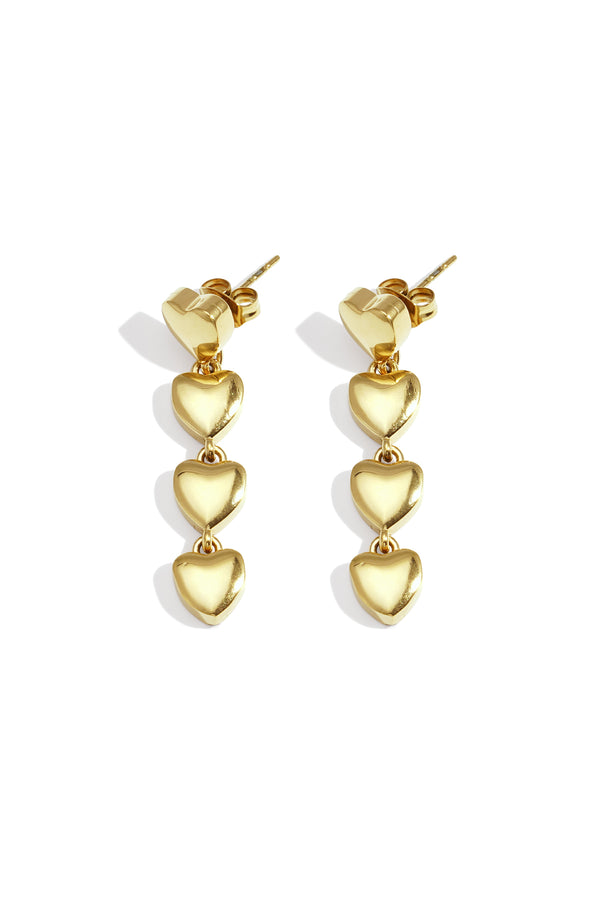 Row of heart earrings