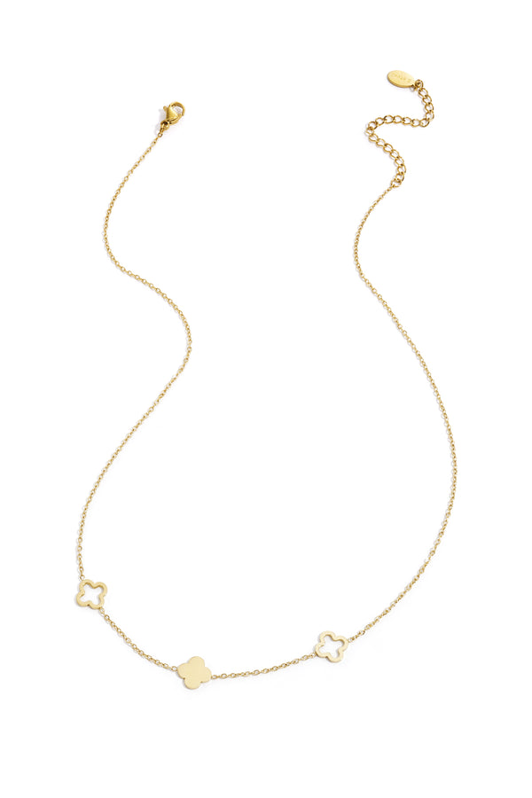 Necklace clovers Gold Color Stainless Steel